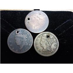 1803, 1820 And 1854 US Large Cents (Holed)