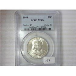 1963 Franklin Half Dollar PCGS MS64