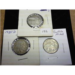 1935-P/D/S Buffalo Nickels (S Is In AU+)
