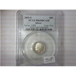 2003-S Silver Roosevelt Dime PCGS PR69DCAM