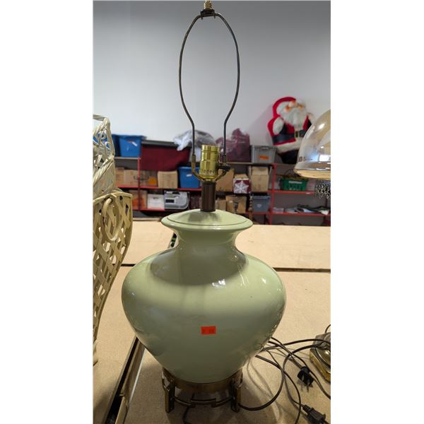Green Ceramic Table Lamp w/ Brass Base