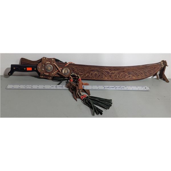 Corneta Machete Made in El Salvador w/ Ornate Leather Sheath