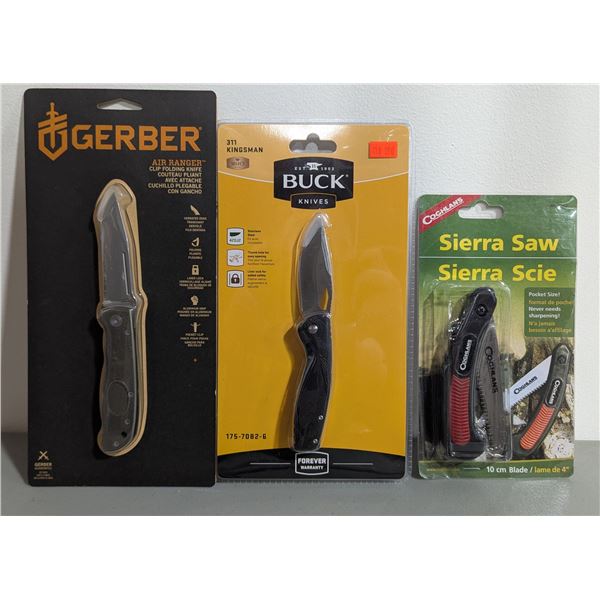 Gerber Air Ranger Folding Knife, Buck Kingsman Knife, & Pocket-Size Sierra Saw