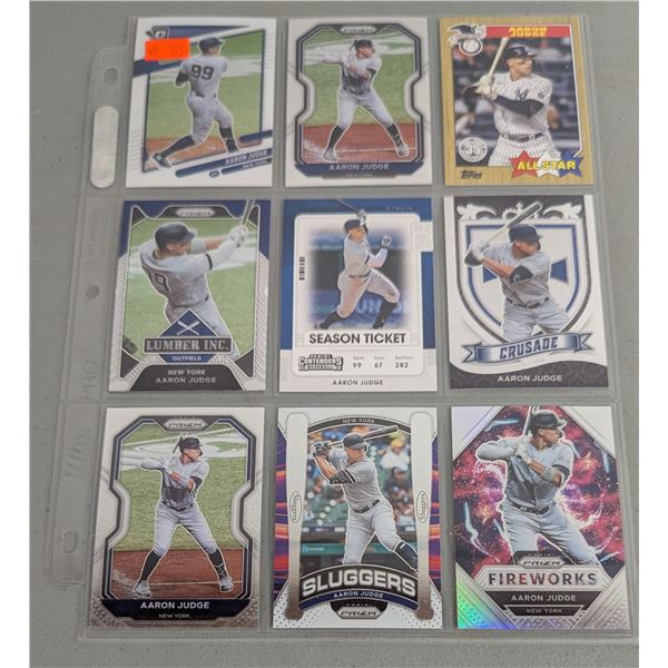Sheet of Aaron Judge Baseball Cards