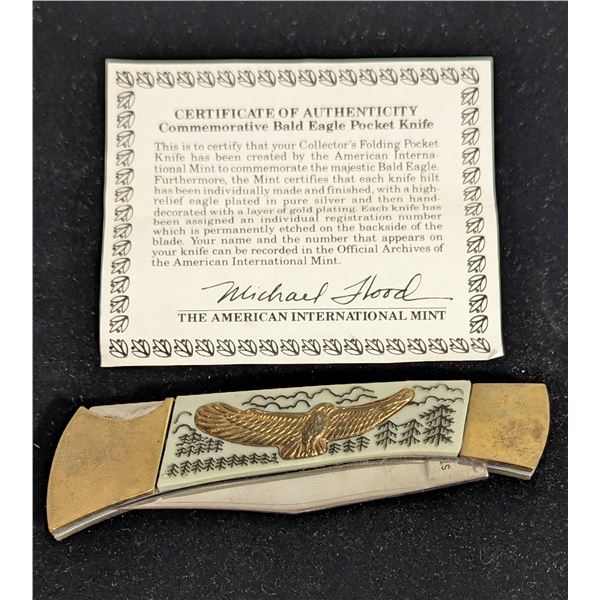 Commemorative Bald Eagle Pocket Knife w/ COA