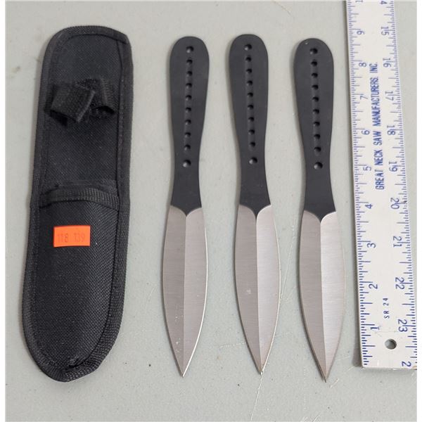 3 Throwing Knives w/ Sheath