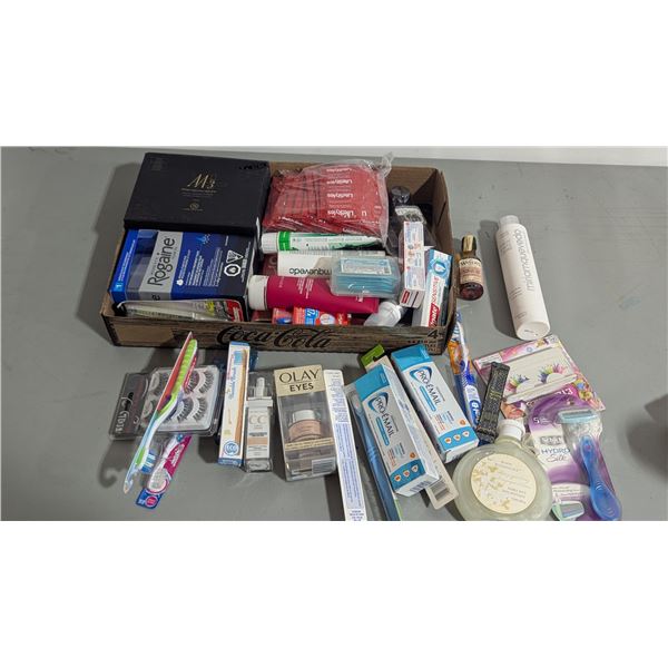 Bathroom & Health Lot w/ Pronamel Toothpaste, Rogaine, False Eyelashes, Olay Eye Cream, & More