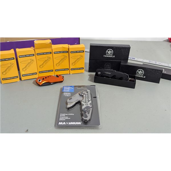Lot of Assorted Folding Knives w/ Tansole, Maximum, & More