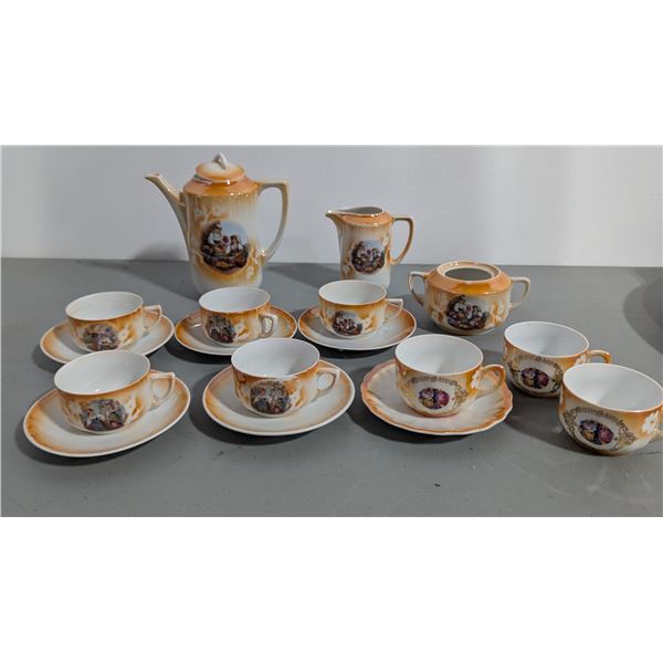 VTG Women Picking Flowers Design Tea Set