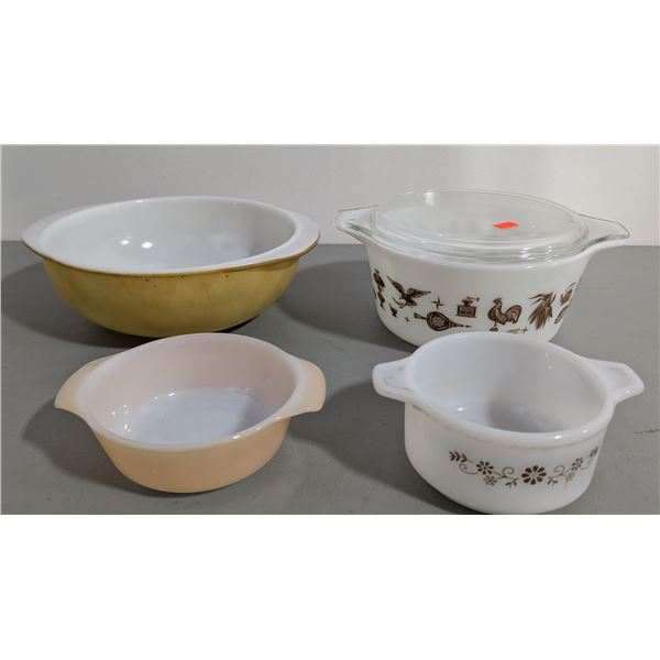 4 VTG Glassware Bowls w/ Pyrex, Anchor Hocking, & More
