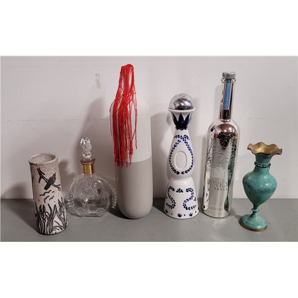 Lot of Empty Alcohol Bottles and Decanters