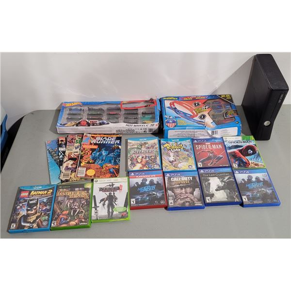 Xbox, Playstation, Wii games, comics, Hot Wheels Sex and Xbox 360 console