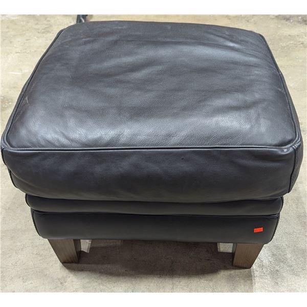 Black Faux Leather Ottoman