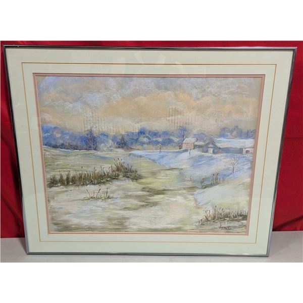 Original Pastel Winter Scene Painting