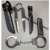 Image 1 : Handcuffs, Knives and Magazine Lot