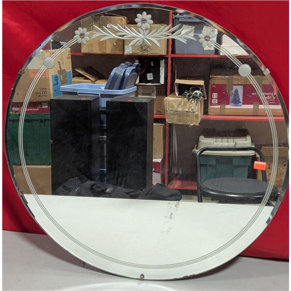 Circular Mirror with Flower Border