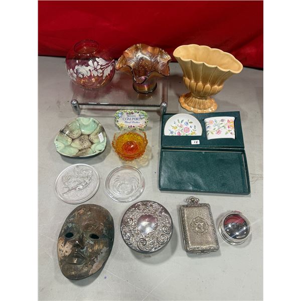 Art Glass, Soap Dishes, Coasters, Mask lot