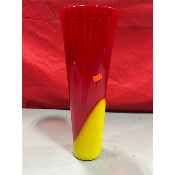 Red & Yellow Art Glass Vase