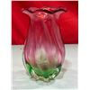 Image 1 : VTG Ruffled Watermelon/Rose Vase