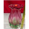 Image 3 : VTG Ruffled Watermelon/Rose Vase