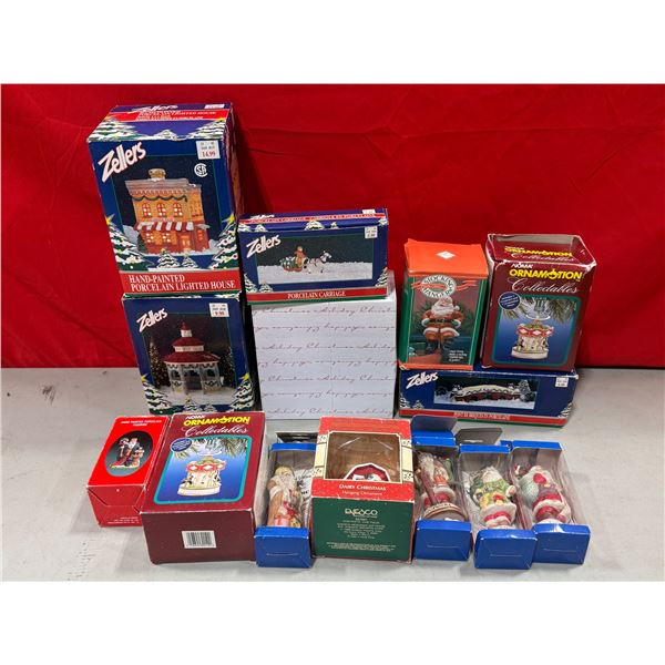 Christmas Decoration Lot w/ Winter Village Accessories & Ornaments