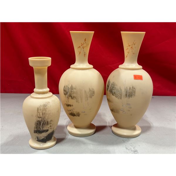 3 Signed Asian Baluster Vases