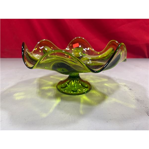 Viking Green 6-Petal Pedestal Bowl