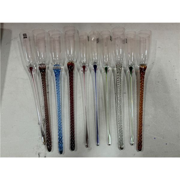 Lot of Roscher & Co. Hand-Blown Champagne Flutes