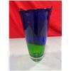 Image 3 : Double-Handle Blue & Green Art Glass Vase