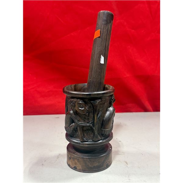 Hand-Carved African Mortar & Pestle