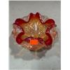 Image 1 : Orange & Red Ruffled Art Glass Bowl