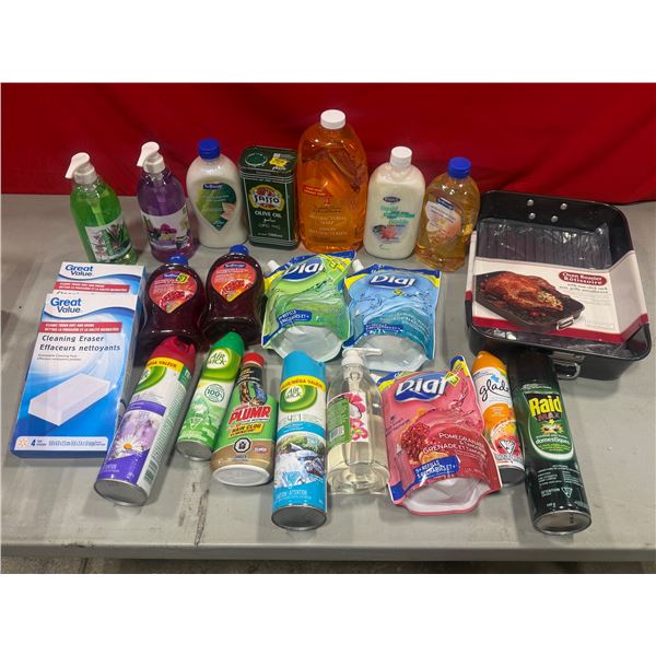 Household Item Lot w/ Hand Soap, Oven Roaster, Cleaning Erasers, & More