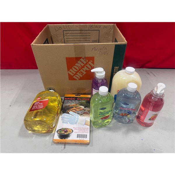 Assorted Soap, 2 Light Bulbs, & Magic Glove Hot Surface Handler