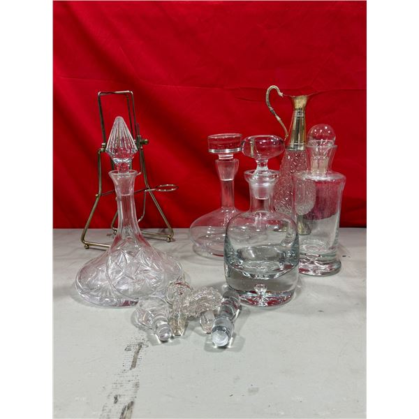 Glass Decanter Lot w/ Pinwheel Crystal