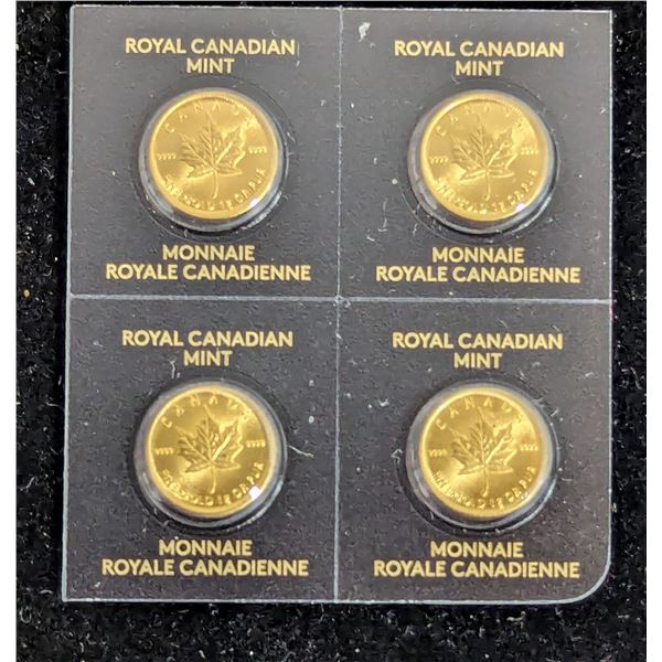 4 Royal Canadian Mint 1g 9999 Fine Gold Coins