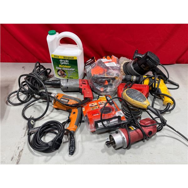 Assorted Tool Lot w/ Orbital Sander, Power Screwdrivers, Charger, & More