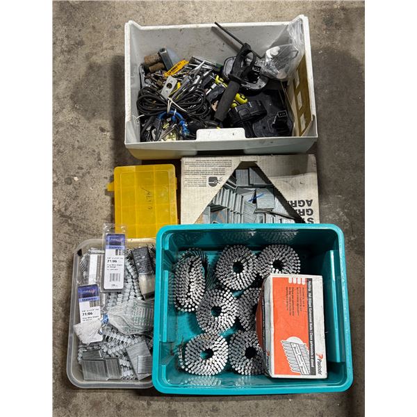 Lot of Assorted Hardware & Tools w/ Nails, Staples, Pliers, & More