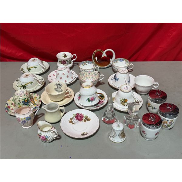 Lot of Assorted Bone China Teacups & Saucers w/ Aynsley, Queen Anne, & More
