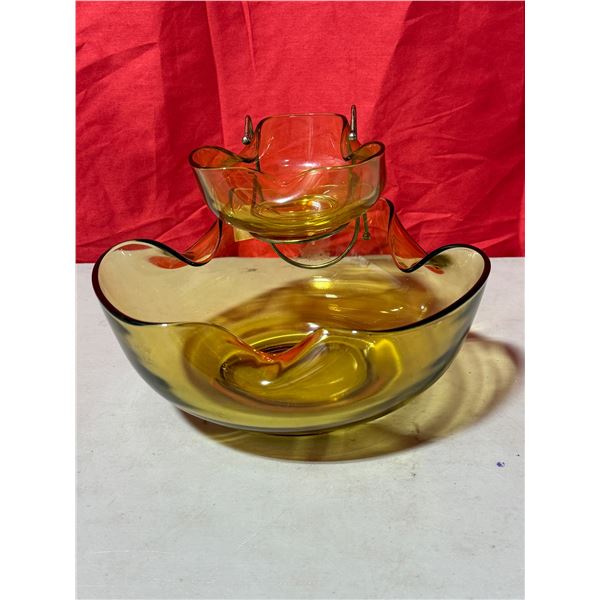 Anchor Hocking Amber Glass Chip & Dip Set