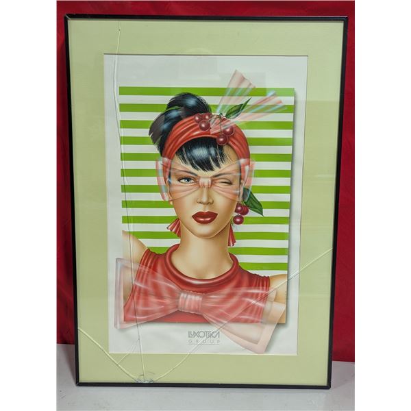 Framed Colorful Cherry Girl Print (Broken Glass)