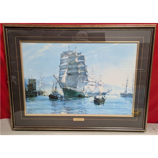 Framed "The Thermopylae Leaving Foochow" Print by Montague Dawson