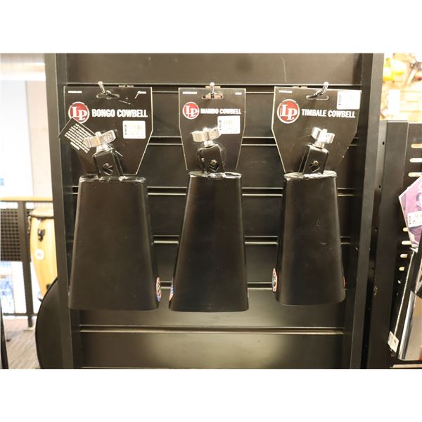 LOT OF 3 ASSORTED LP COWBELLS