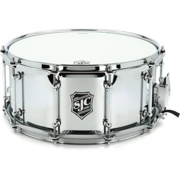 SJC Drums - Alpha Steel Polished Chrome Over Steel Snare 6.5x14 ALPHA-STEEL
