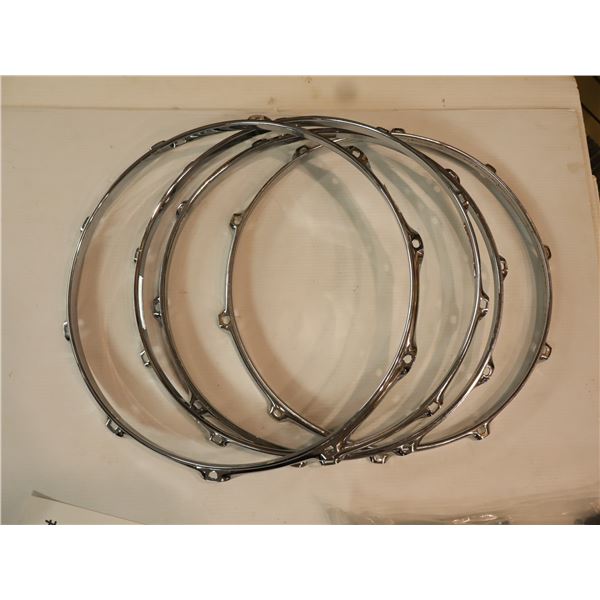 LOT OF 4pcs OF 14", 10 HOLE ASSORTED DRUM HOOPS