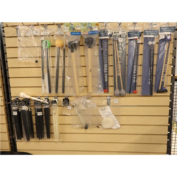 LOT OF 34pkgs OF ASSORTED MALLETS AND AHEAD SLEEVES FOR STICKS