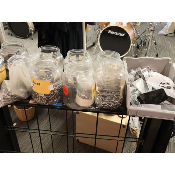 LOT OF ASSORTED TENSION RODS, MEMORY LOCKS AND WASHERS