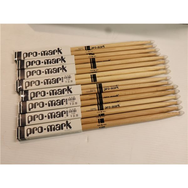 LOT OF 8 PAIRS PROMARK NYLON TIP ASSORTED DRUMSTICKS