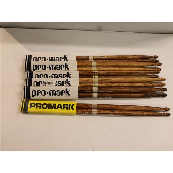 LOT OF 6 PAIRS PROMARK FIREGRAIN ASSORTED DRUMSTICKS