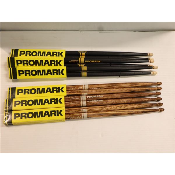 LOT OF 6 PAIRS ASSORTED PROMARK DRUMSTICKS