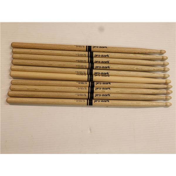 LOT OF 5 PAIRS ASSORTED PROMARK DRUMSTICKS